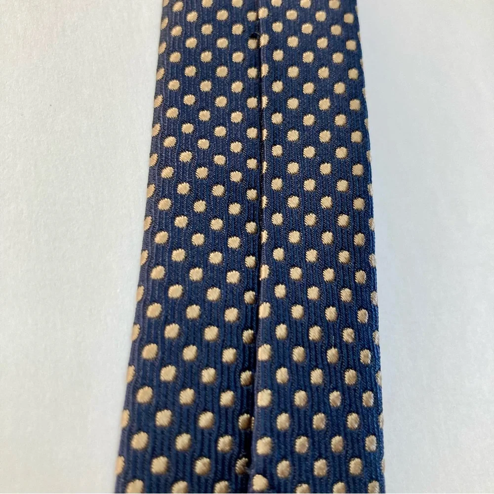 Hickey Freeman Black & Butter Yellow Dotted Classic Heavy Silk Tie 3.5” 59”